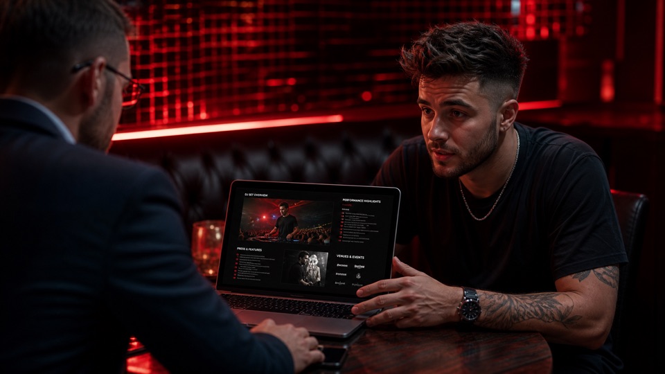 DJ mixing on CDJs under club lighting